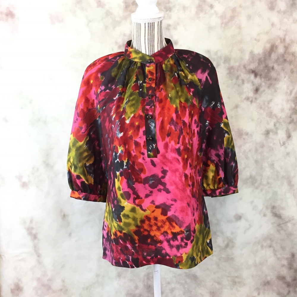 Trina Turk Popover 3/4 sleeves Blouse Top